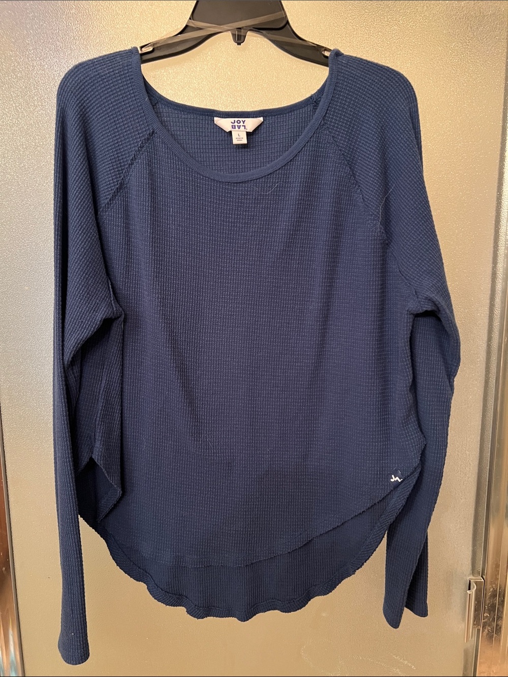 Joy Joy Dark Navy Waffle-Knit Long Sleeve Top